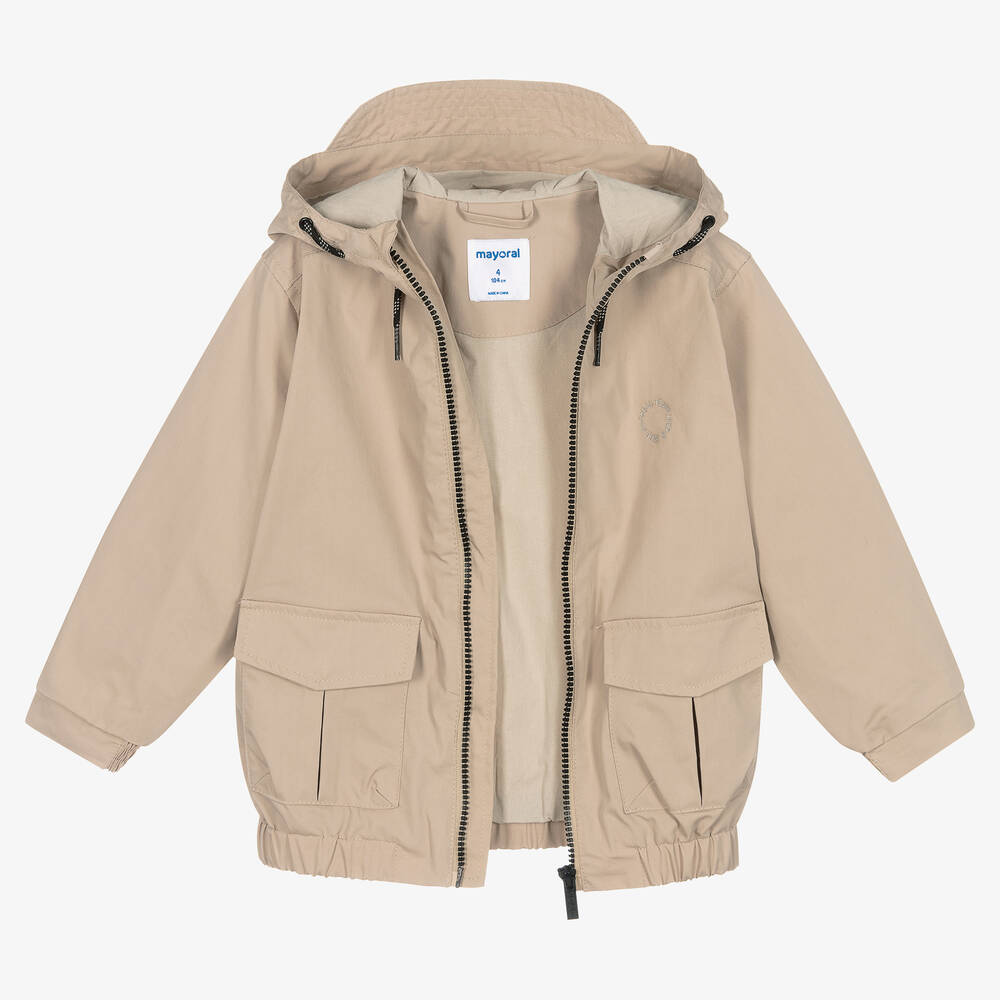 Mayoral-جاكيت هودي واقي من الرياح لون بيج للأولاد | Childrensalon Outlet