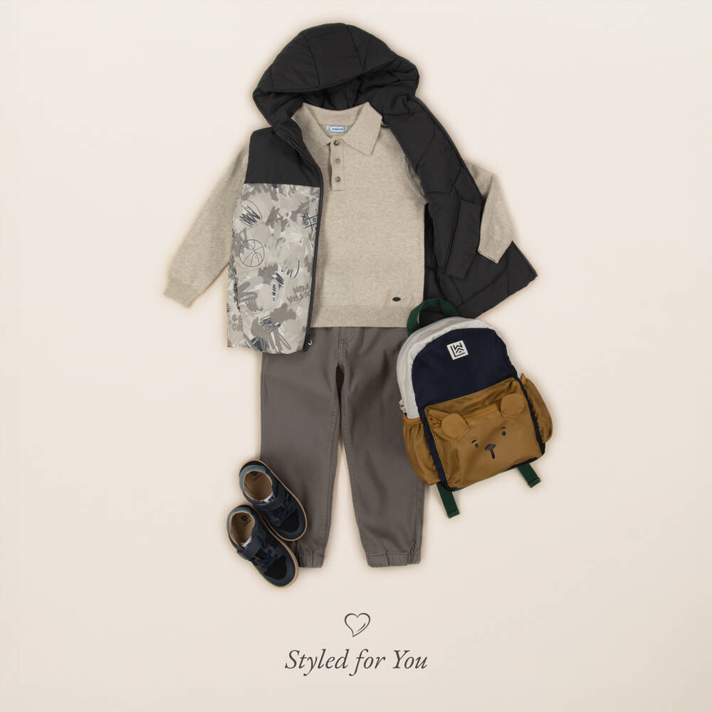 Mayoral-Boys Beige Cotton & Wool Knitted Polo Shirt | Childrensalon Outlet