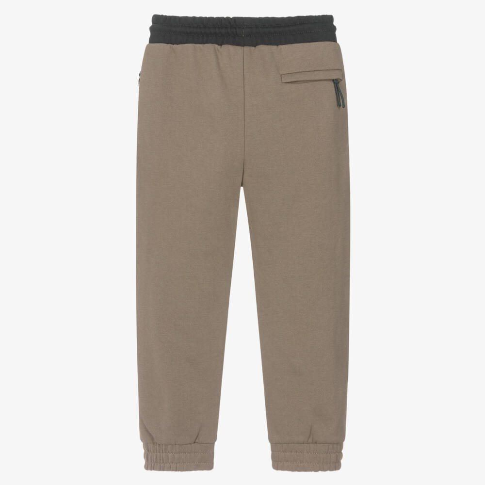 Mayoral-Boys Beige Cotton Zip Joggers | Childrensalon Outlet