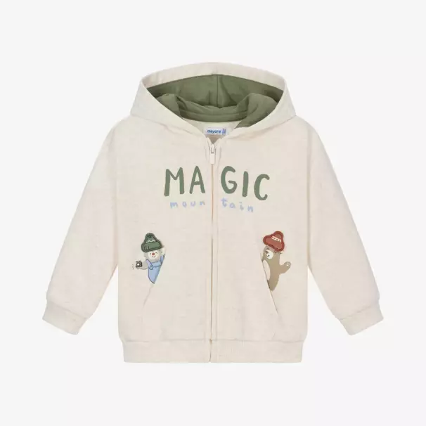 Mayoral-Boys Beige Cozy Zip-Up Hoodie | Childrensalon Outlet