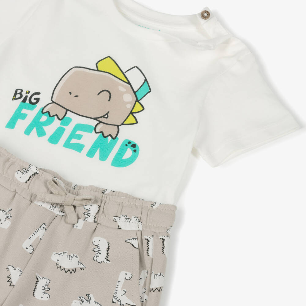 Mayoral-Boys Beige Dino Print Set | Childrensalon Outlet