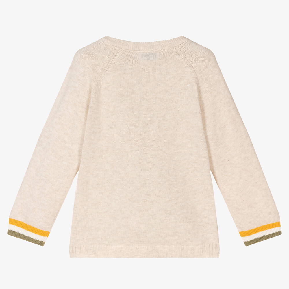 Mayoral-Boys Beige Dinosaur Cotton Sweater | Childrensalon Outlet