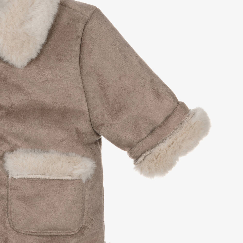 Mayoral Newborn-Boys Beige Faux Suede Jacket | Childrensalon Outlet