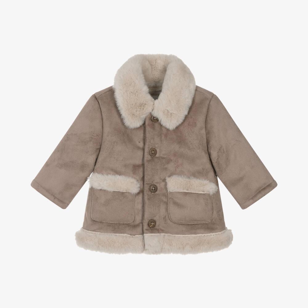 Mayoral Newborn-Boys Beige Faux Suede Jacket | Childrensalon Outlet