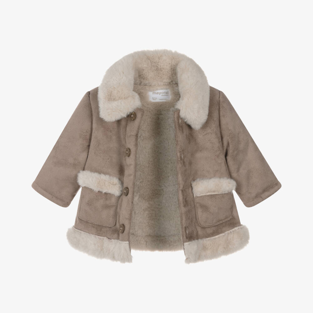 Mayoral Newborn-Boys Beige Faux Suede Jacket | Childrensalon Outlet