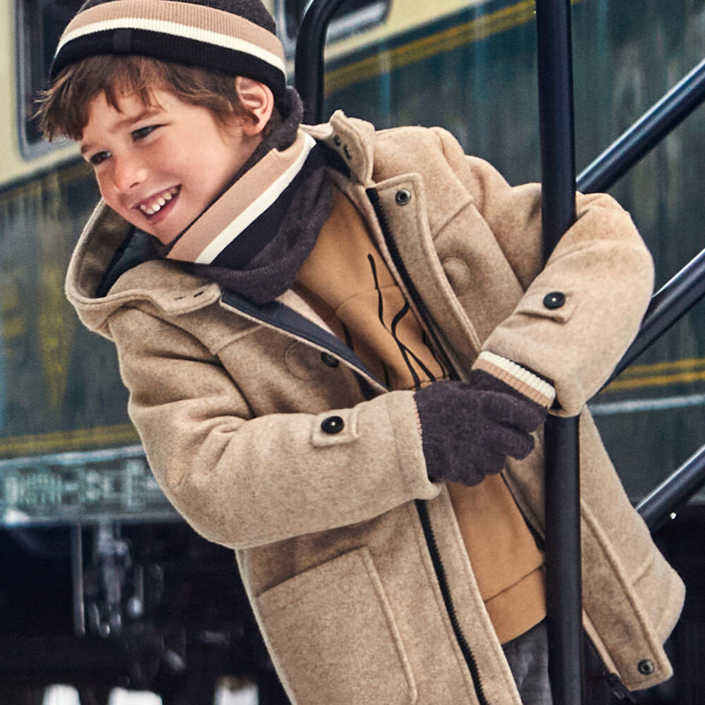 Mayoral-Boys Beige Felted Toggles Coat | Childrensalon Outlet