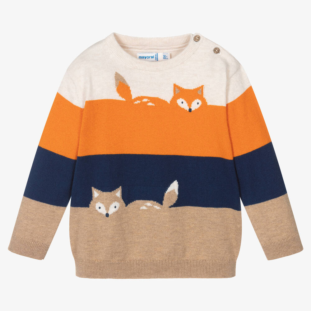 Mayoral - Beiger Fuchs-Baumwollstrickpullover | Childrensalon