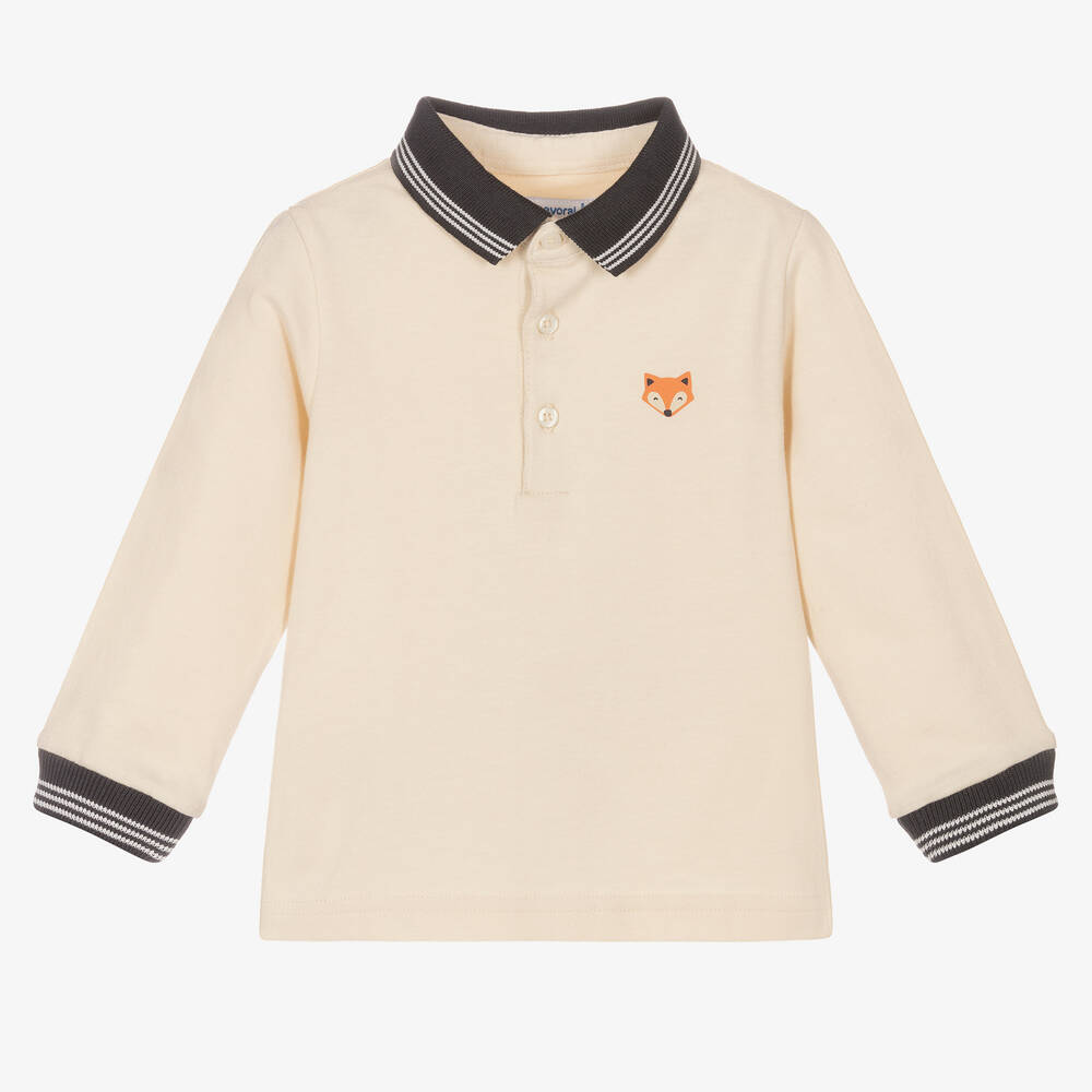 Mayoral - Бежевая рубашка поло с лисицей для мальчиков | Childrensalon