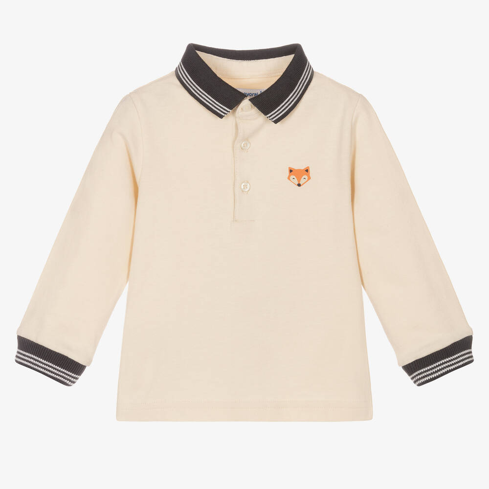 Mayoral-Boys Beige Fox Polo Shirt | Childrensalon Outlet