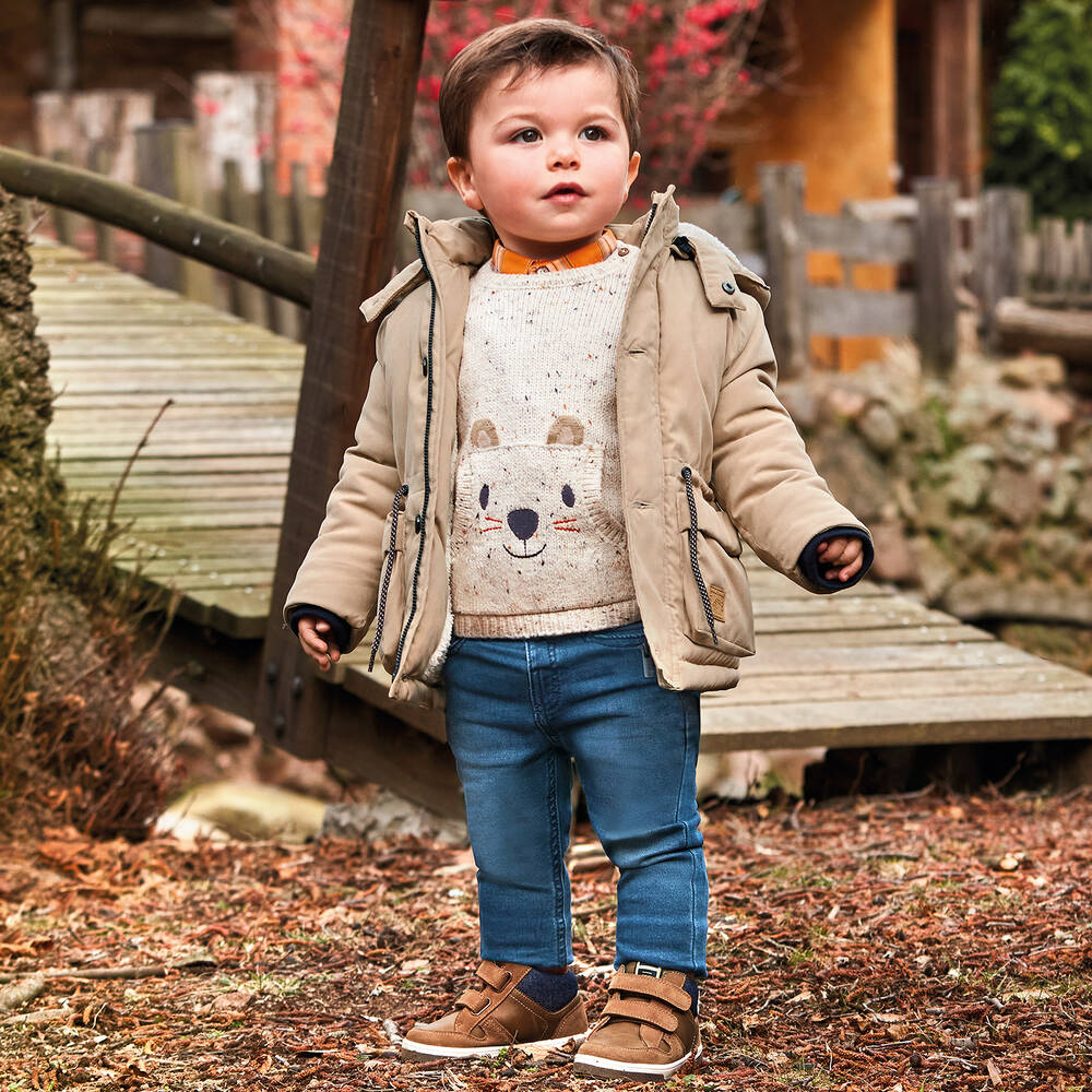 Mayoral Boys Beige Hooded Parka Coat