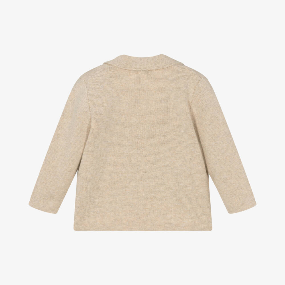 Mayoral-Boys Beige Knit Button Cardigan | Childrensalon Outlet