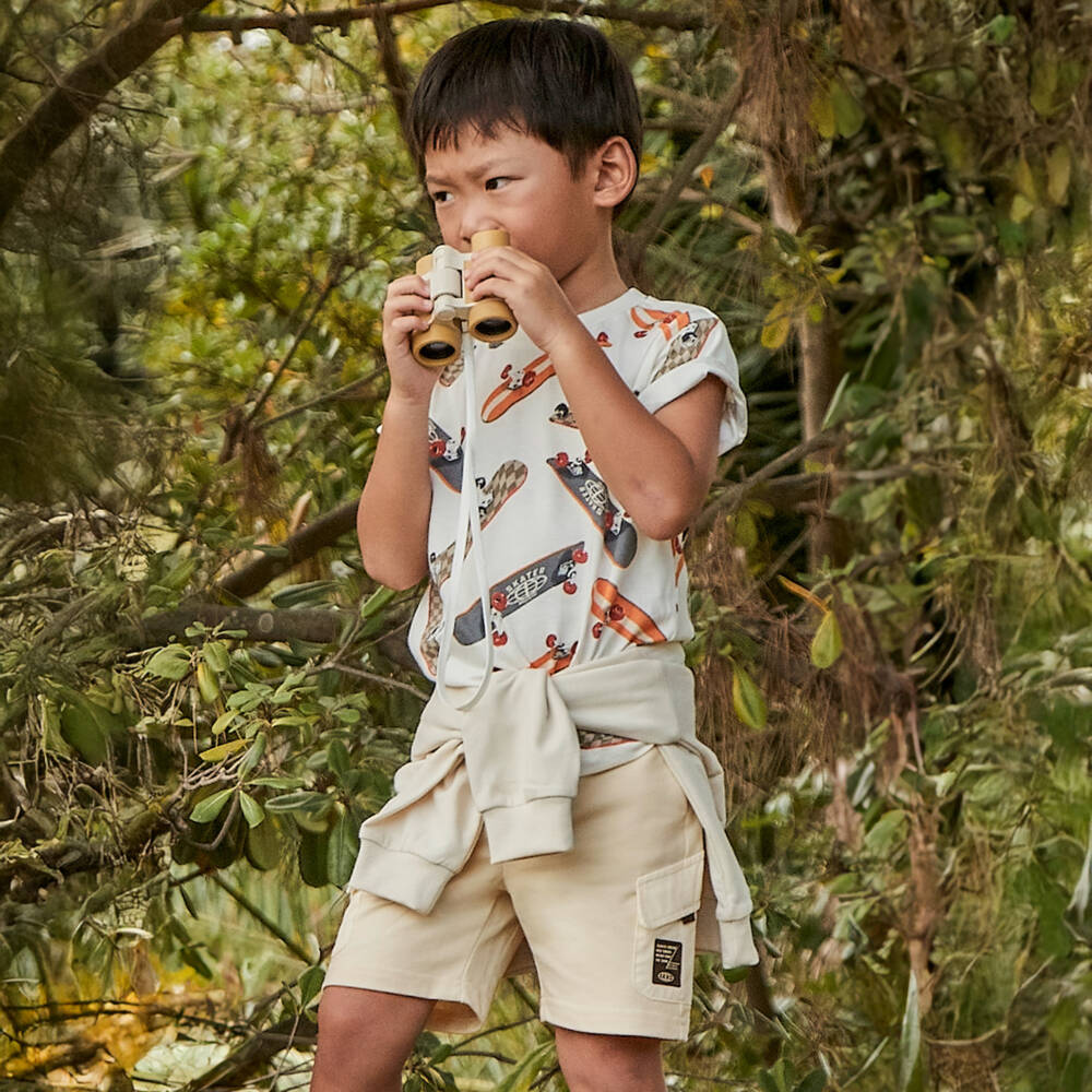 Mayoral-Boys Beige Knit Cargo Bermudas | Childrensalon Outlet