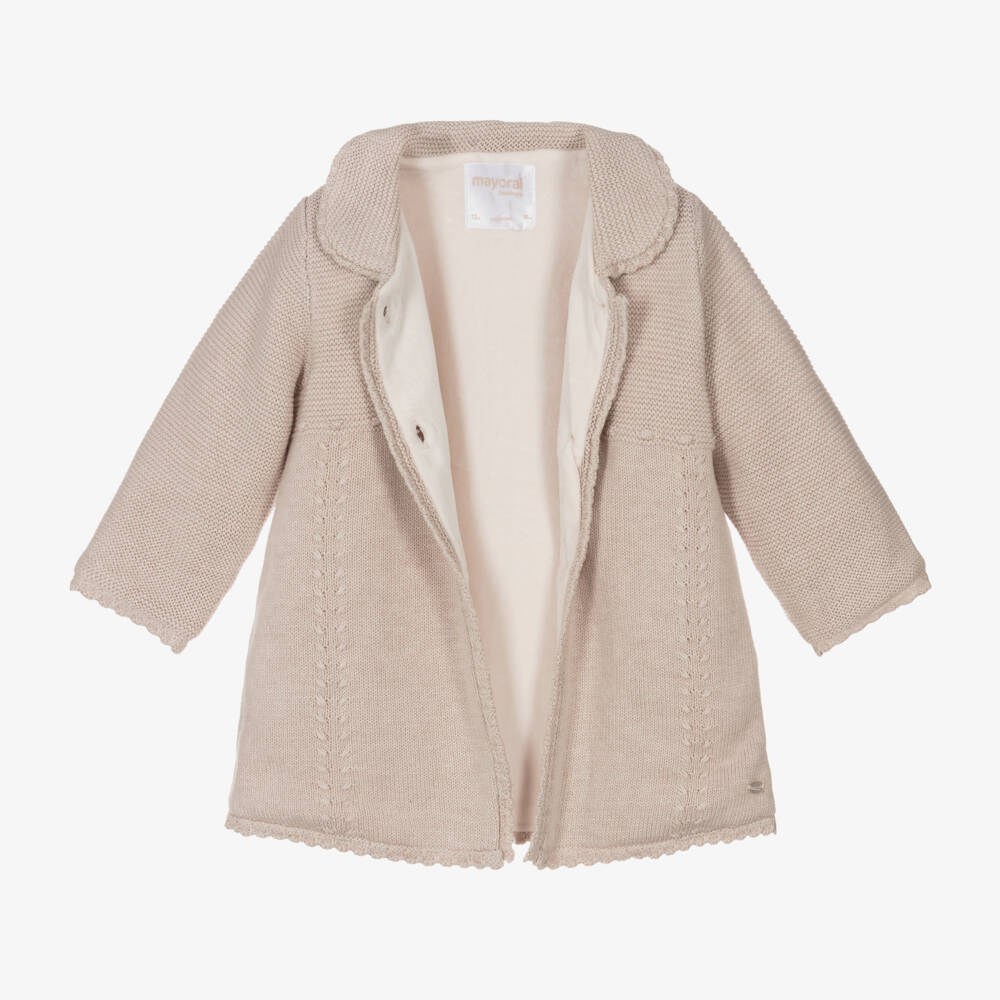 Mayoral Newborn-Boys Beige Knit Coat and Hat Set | Childrensalon Outlet