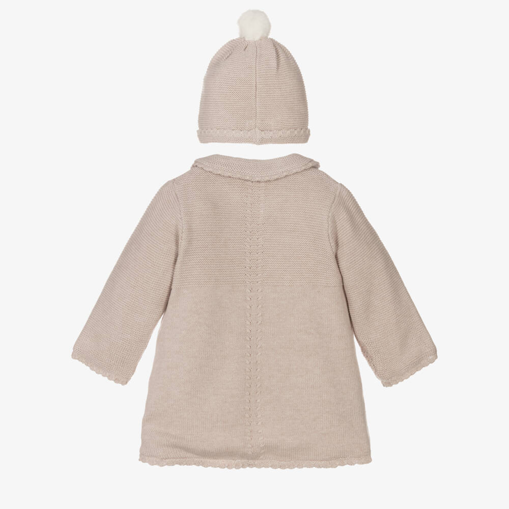 Mayoral Newborn-Boys Beige Knit Coat and Hat Set | Childrensalon Outlet