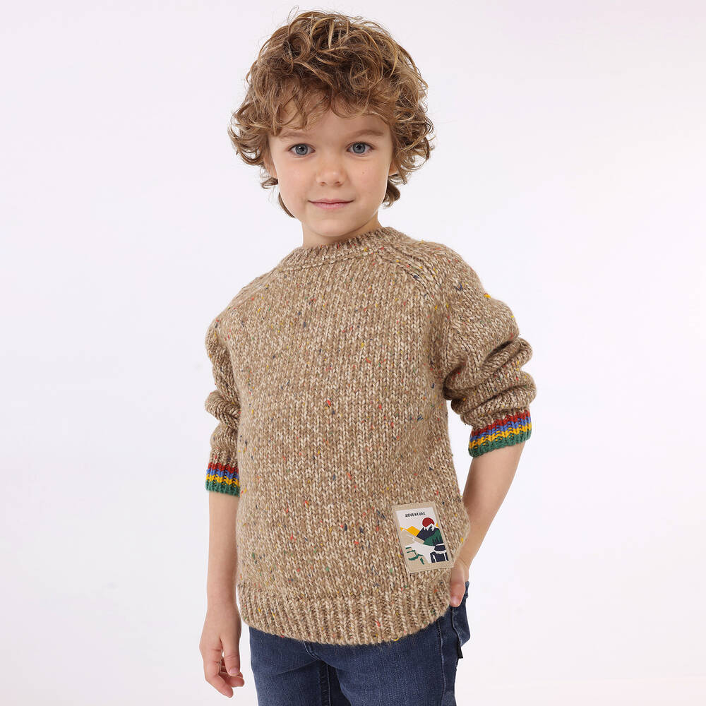 Mayoral Pull beige en maille Garcon