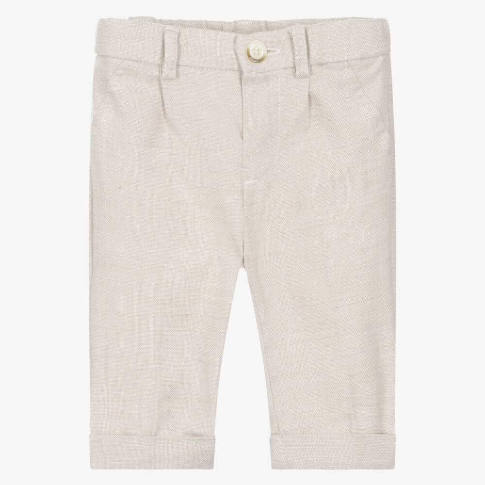 Mayoral Newborn-Boys' Beige Linen Blend Trousers | Childrensalon Outlet