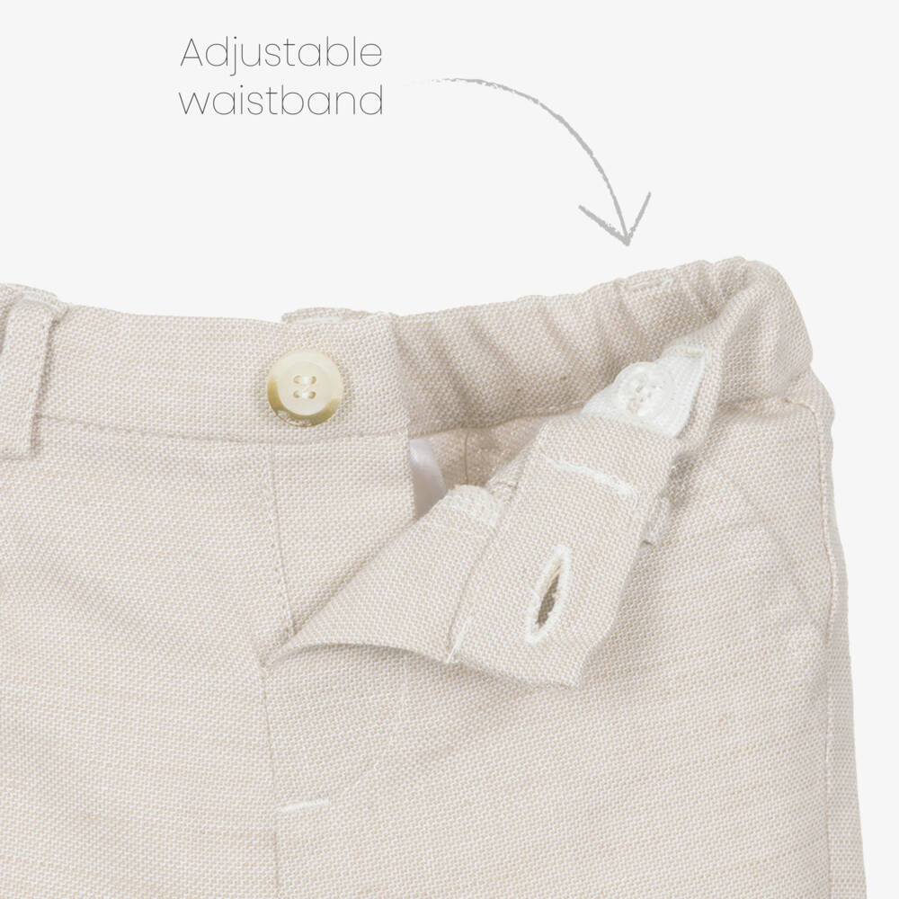 Mayoral Newborn-Boys' Beige Linen Blend Trousers | Childrensalon Outlet