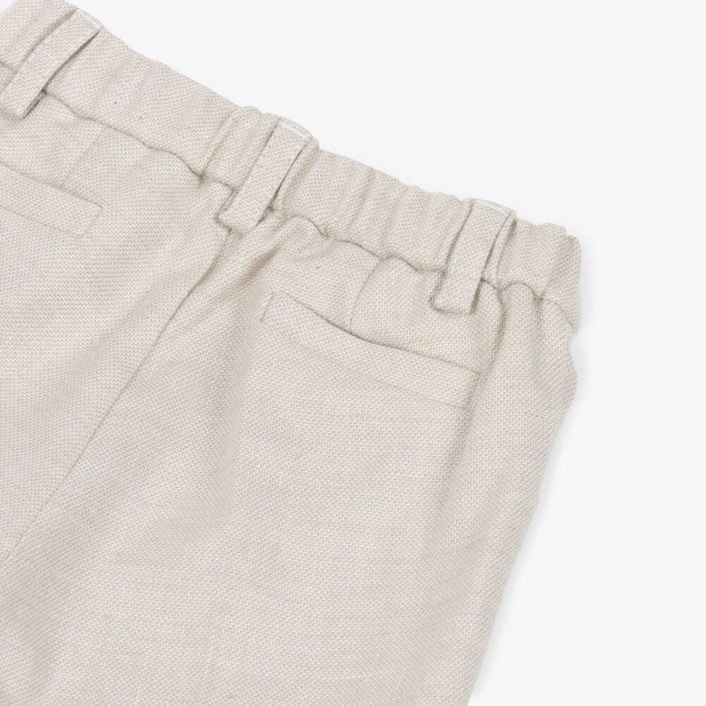 Mayoral Newborn-Boys' Beige Linen Blend Trousers | Childrensalon Outlet