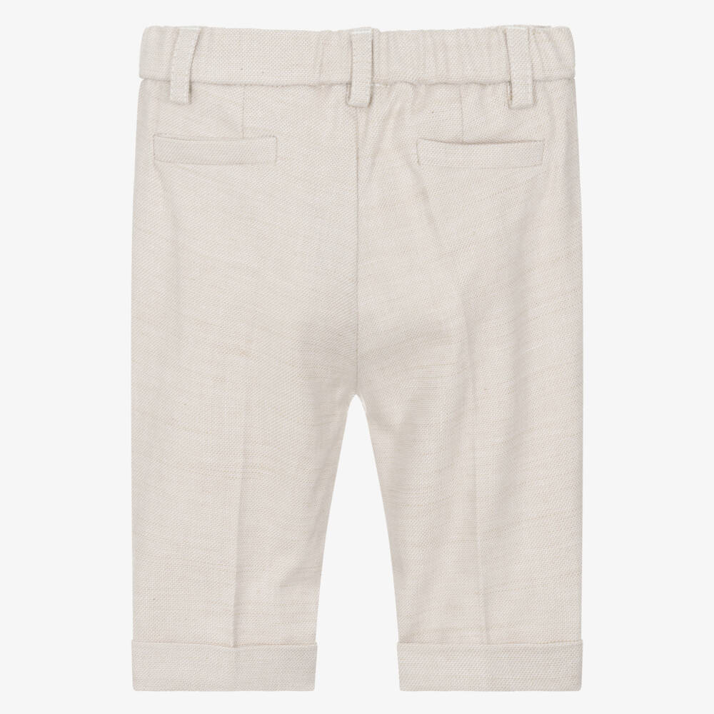 Mayoral Newborn-Boys' Beige Linen Blend Trousers | Childrensalon Outlet