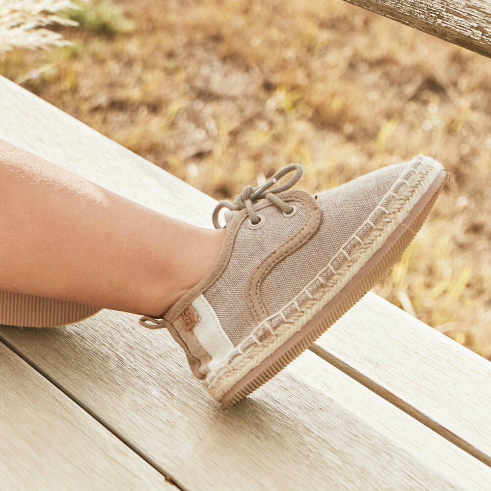 Mayoral-Boys Beige Linen-Cotton Lace Espadrilles | Childrensalon Outlet