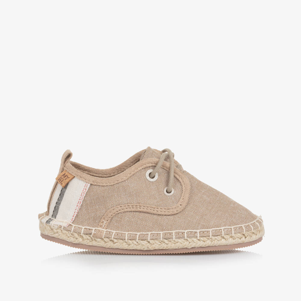 Mayoral-Boys Beige Linen-Cotton Lace Espadrilles | Childrensalon Outlet