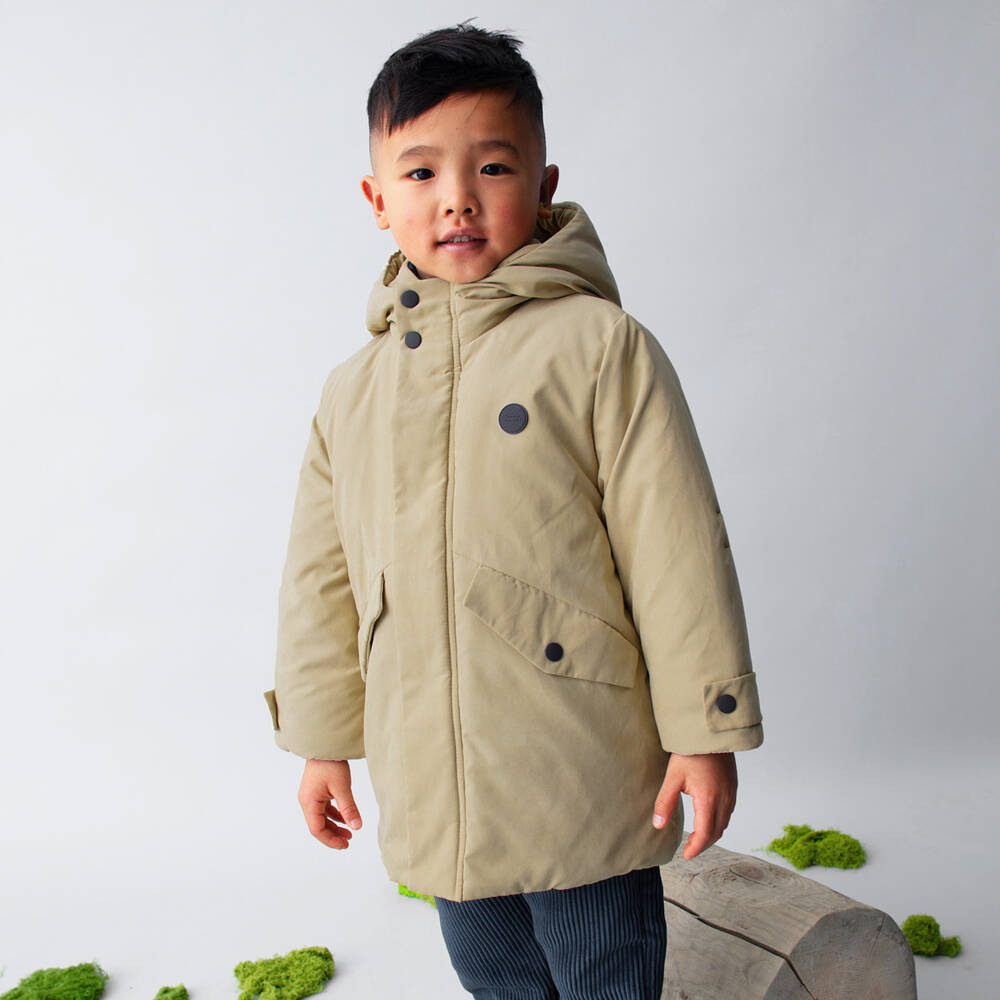 Mayoral-معطف باركا مبطن بغطاء رأس بلون بيج للأولاد | Childrensalon Outlet