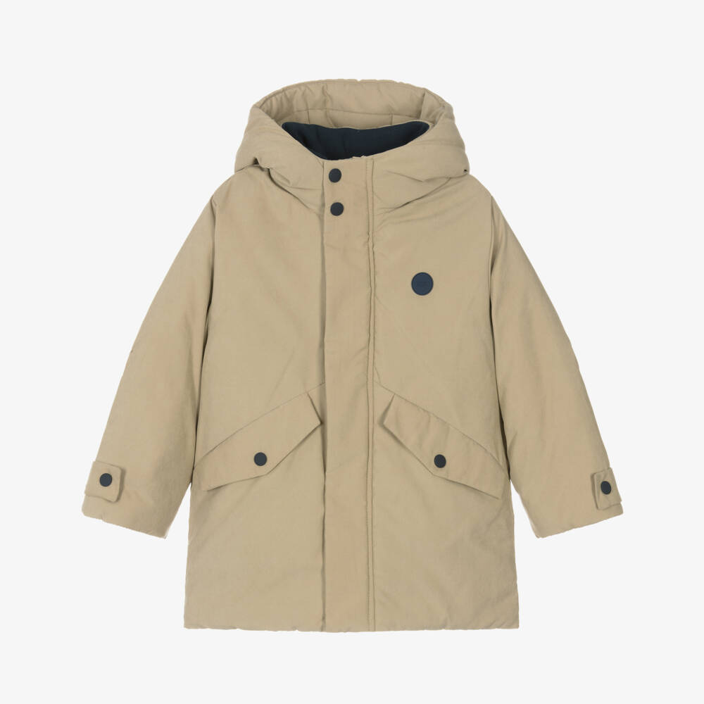 Mayoral-Boys Beige Padded Hooded Parker Coat | Childrensalon Outlet
