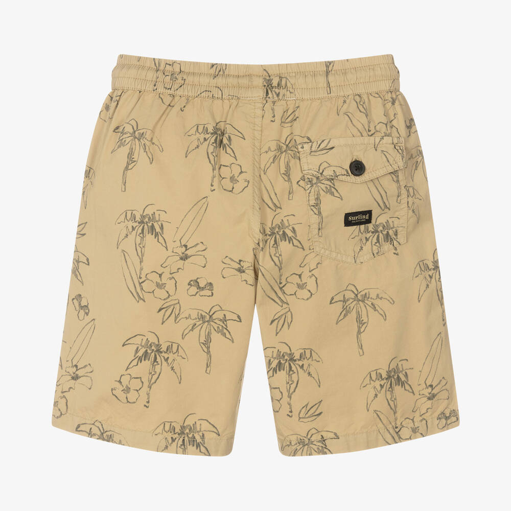 Mayoral Nukutavake-Boys Beige Palm Print Shorts | Childrensalon Outlet