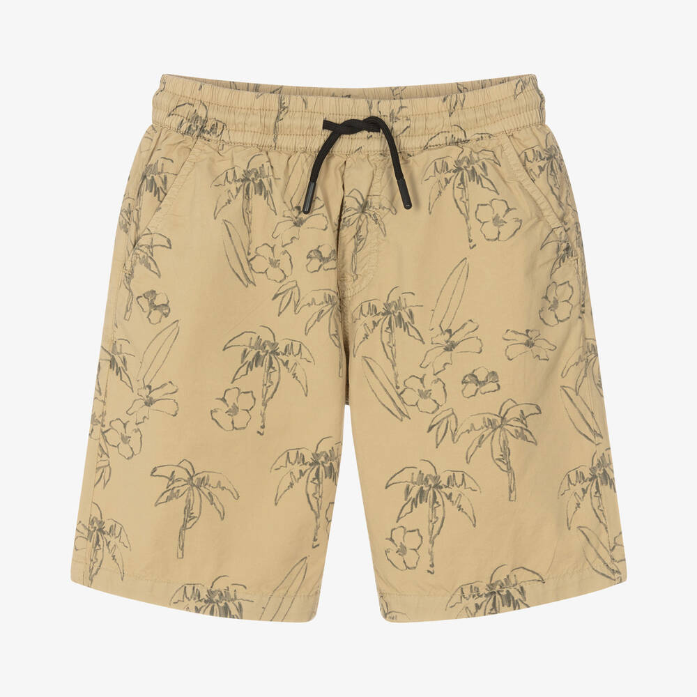 Mayoral Nukutavake - Boys Beige Palm Print Shorts | Childrensalon