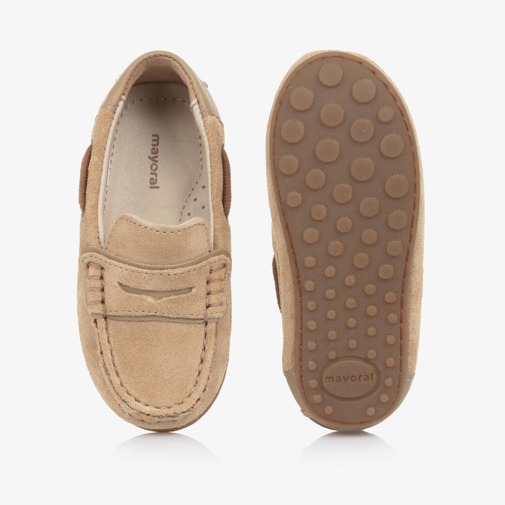 Mayoral-Boys Beige Soft Suede Loafers | Childrensalon Outlet
