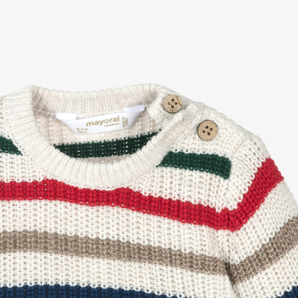 Mayoral Newborn-Boys Beige Striped Knit Jumper | Childrensalon Outlet