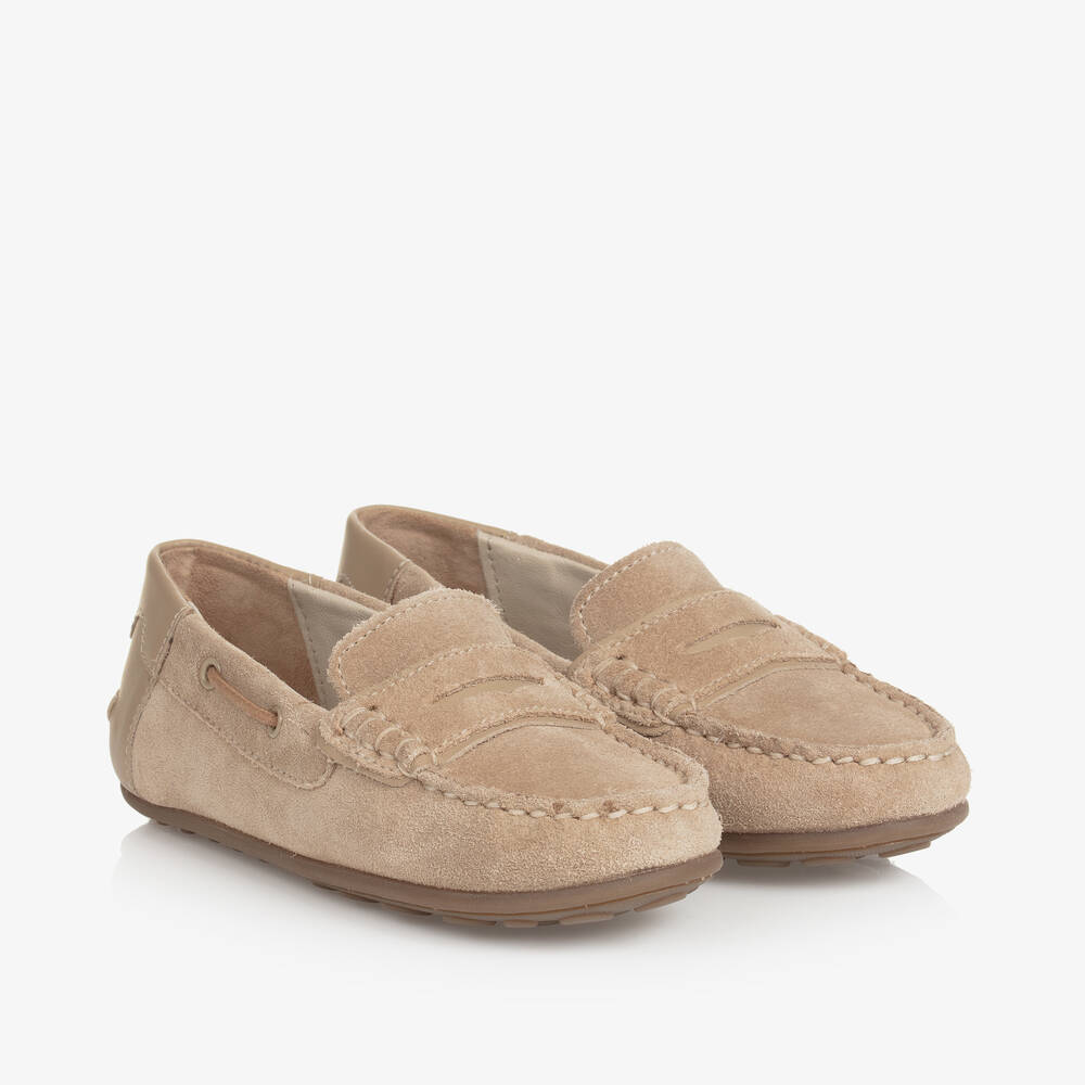 Mayoral-Boys Beige Suede Leather Moccasins | Childrensalon Outlet