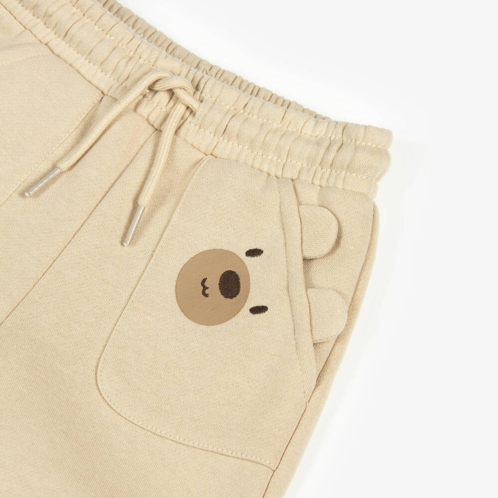 Mayoral-Boys Beige Teddy Bear Jersey Joggers | Childrensalon Outlet