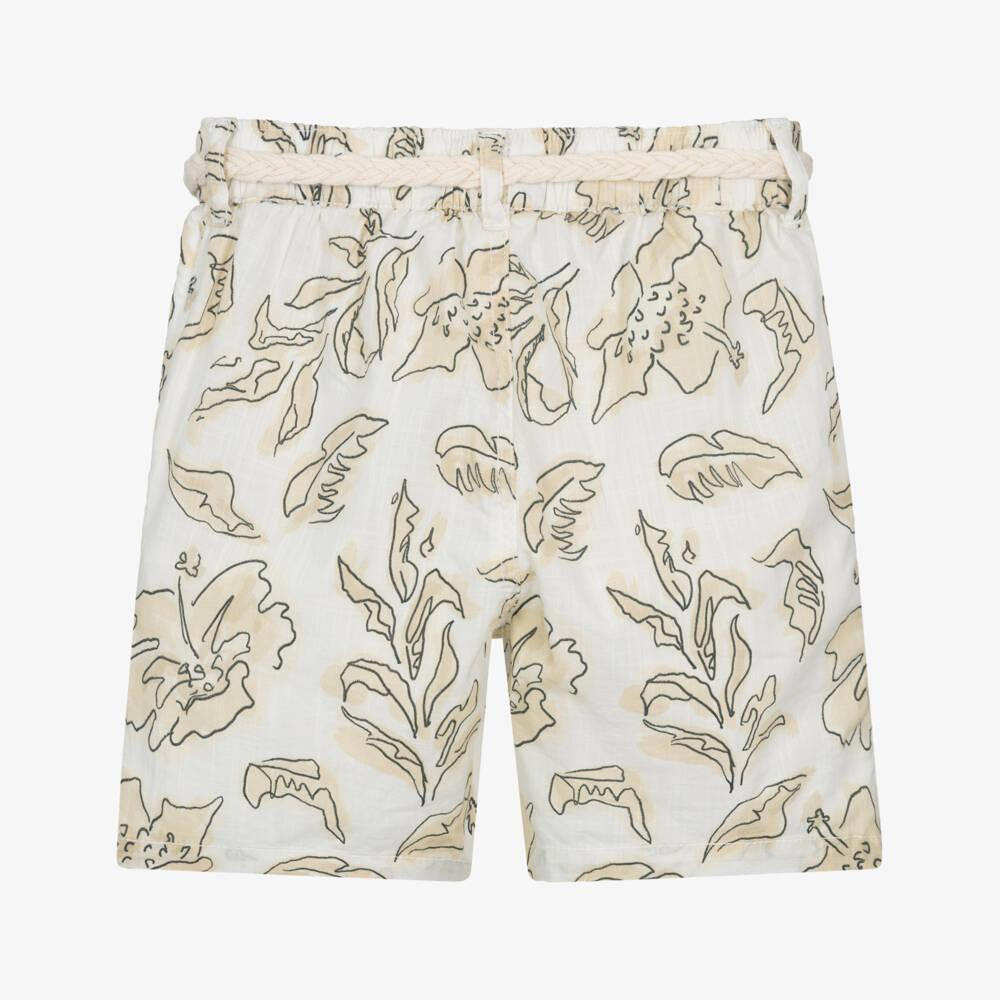 Mayoral-Boys Beige Tropical Cotton Shorts | Childrensalon Outlet