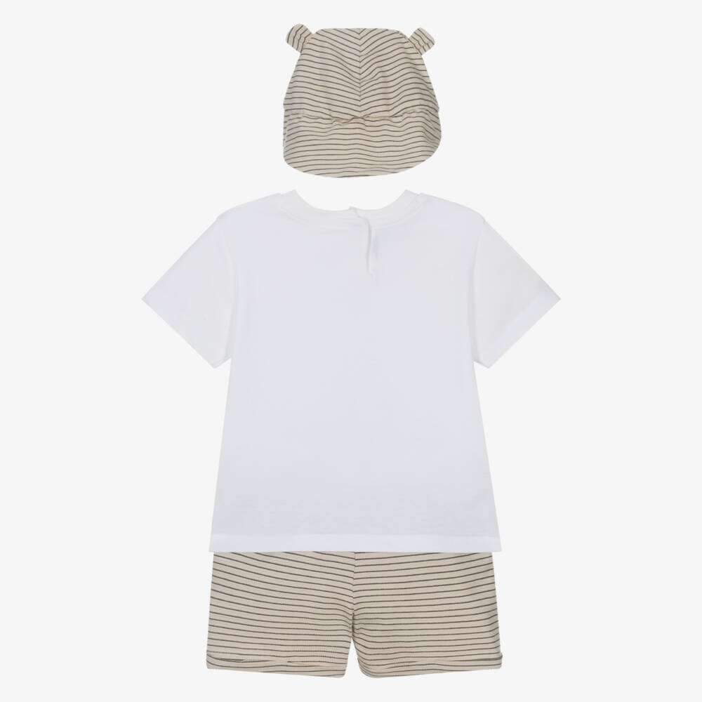 Mayoral-Boys Beige & White Car Motif Set | Childrensalon Outlet
