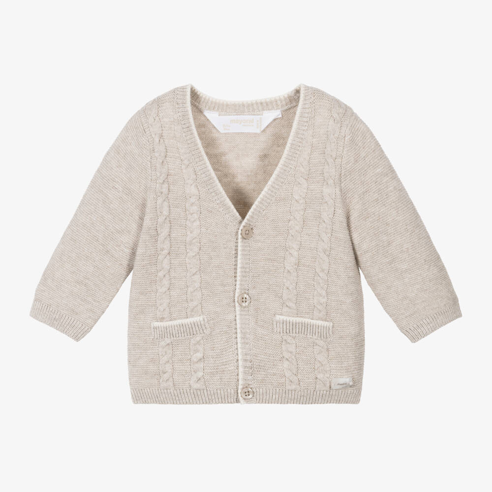 Mayoral Newborn-Boys Beige Wool Blend Cardigan | Childrensalon Outlet