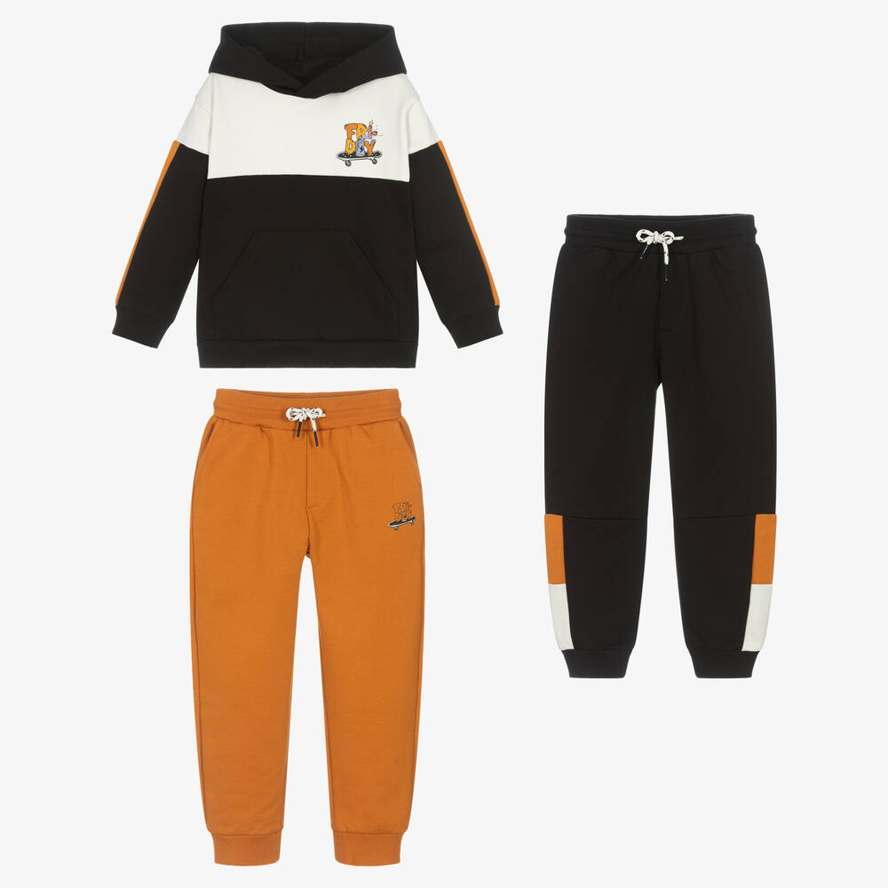 Mayoral - Boys Black & Brown Cotton Tracksuit Set | Childrensalon