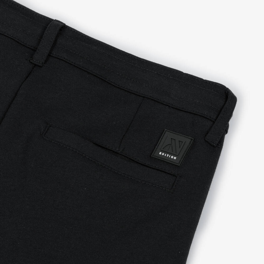 Mayoral Nukutavake-Boys Black Chino Relaxed Jersey Trousers | Childrensalon Outlet