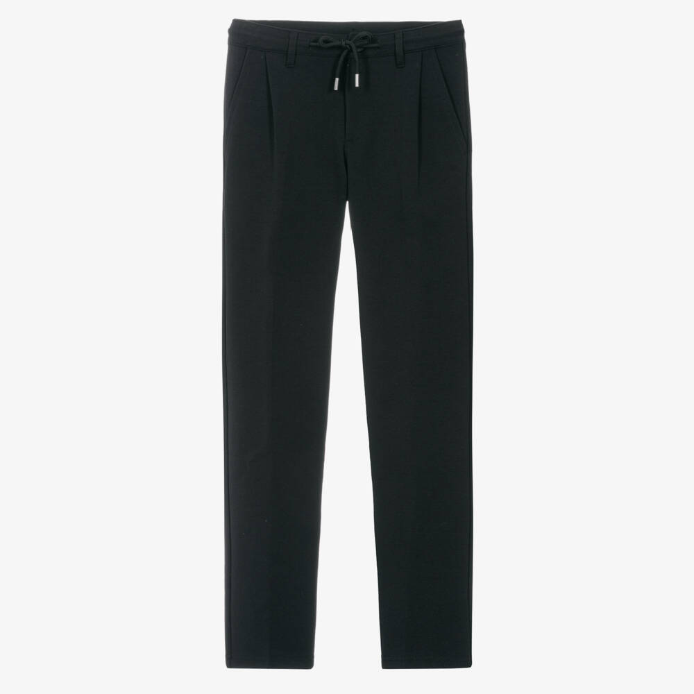 Mayoral Nukutavake-Boys Black Chino Relaxed Jersey Trousers | Childrensalon Outlet