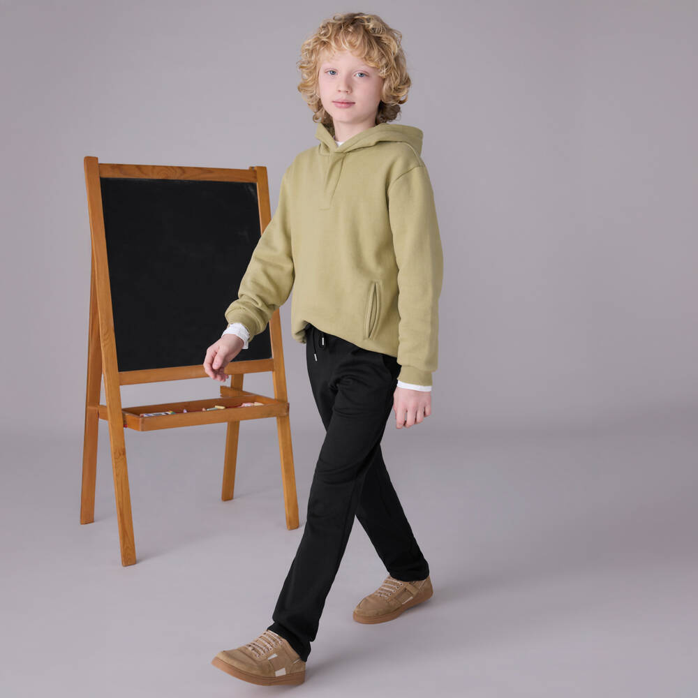 Mayoral Nukutavake-Boys Black Chino Relaxed Jersey Trousers | Childrensalon Outlet