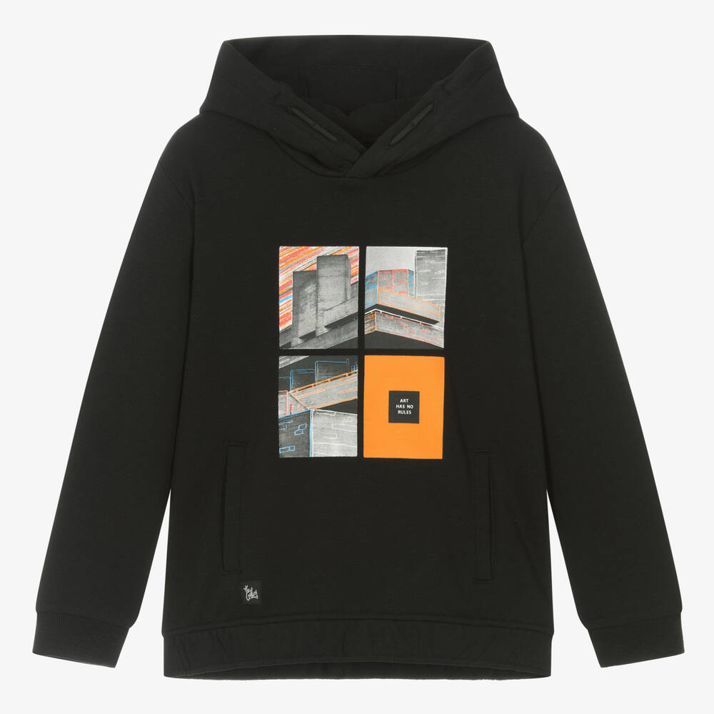 Mayoral Nukutavake - Boys Black Cotton City Hoodie | Childrensalon