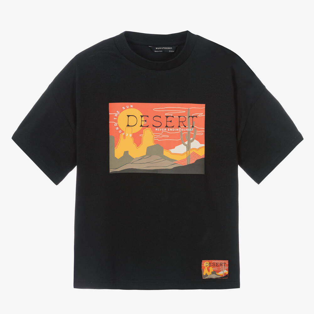 Mayoral Nukutavake - Boys Black Cotton Desert T-Shirt | Childrensalon