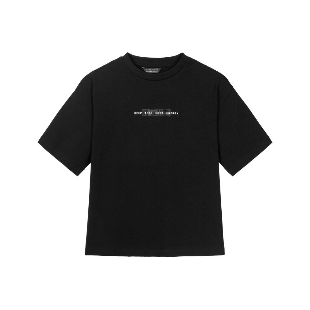 Mayoral Nukutavake-Boys Black Cotton Jersey Slogan T-Shirt | Childrensalon Outlet