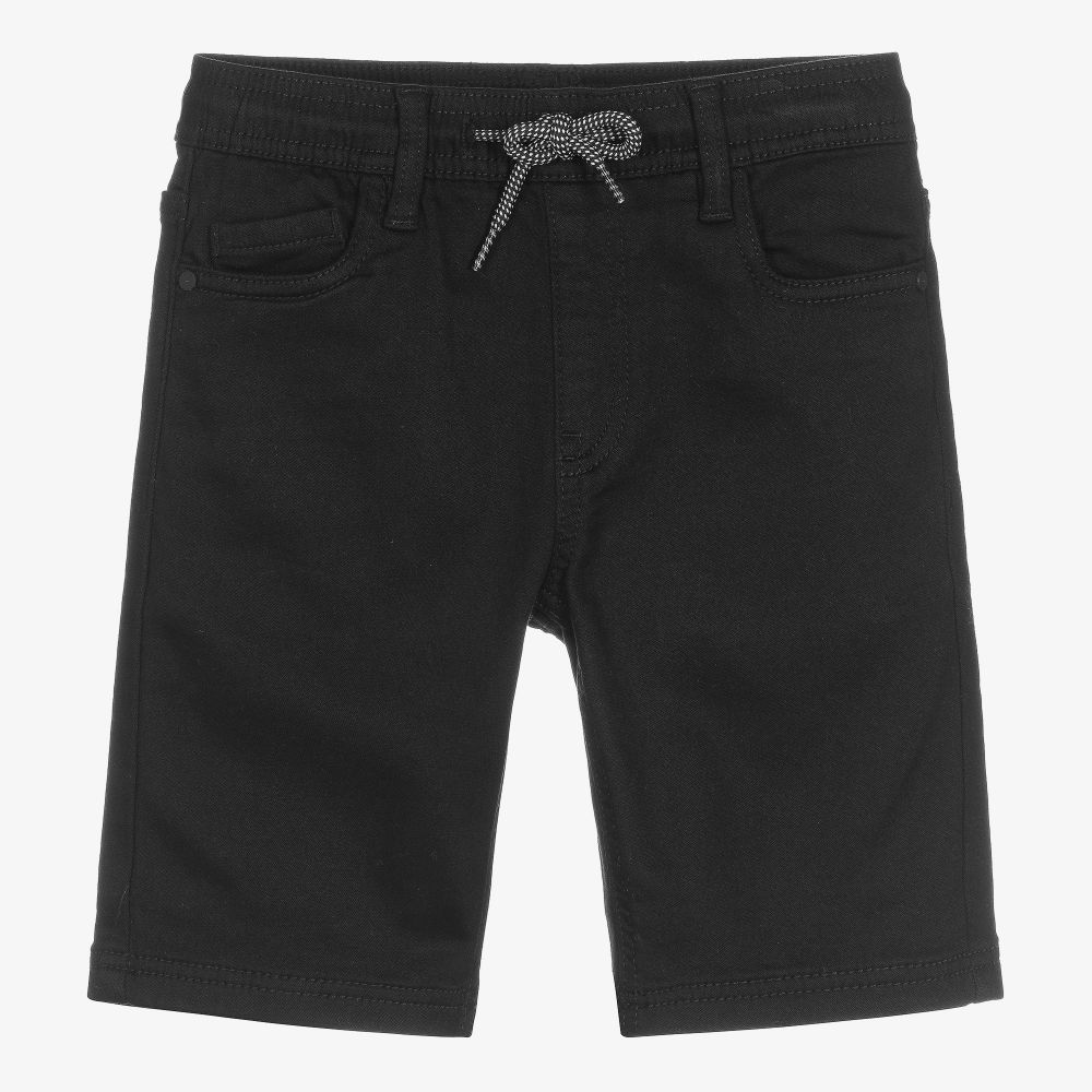 Mayoral Nukutavake - Boys Black Cotton Shorts | Childrensalon