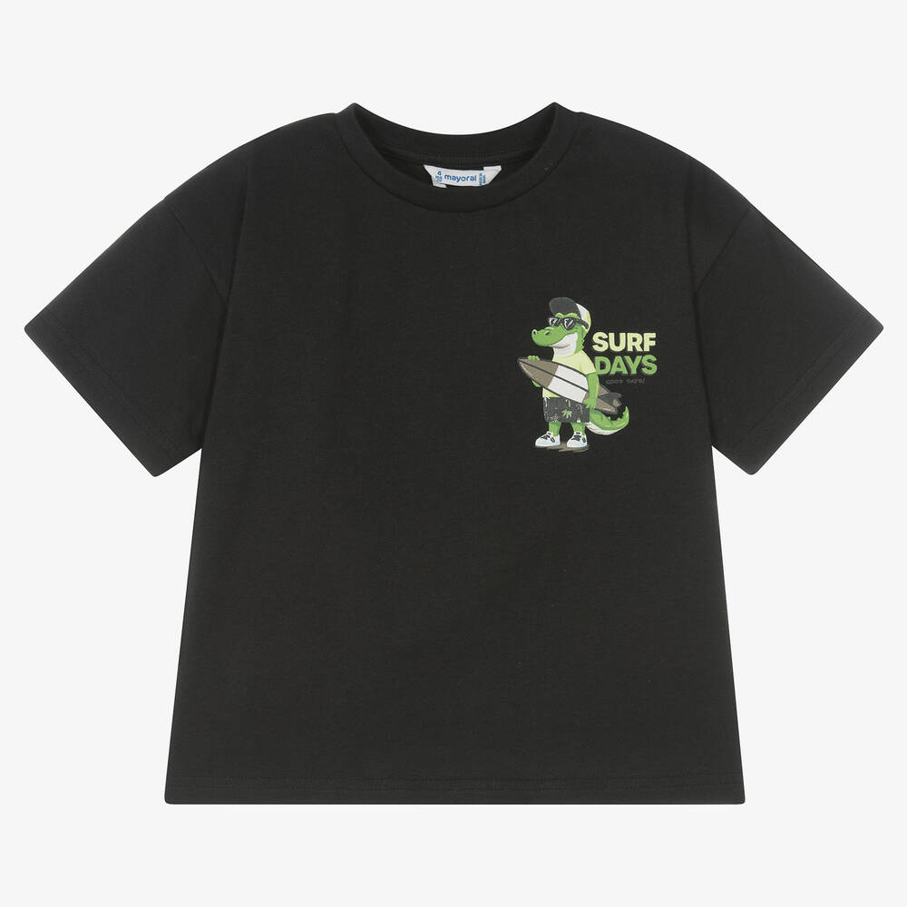 Mayoral - Boys Black Cotton T-Shirt | Childrensalon