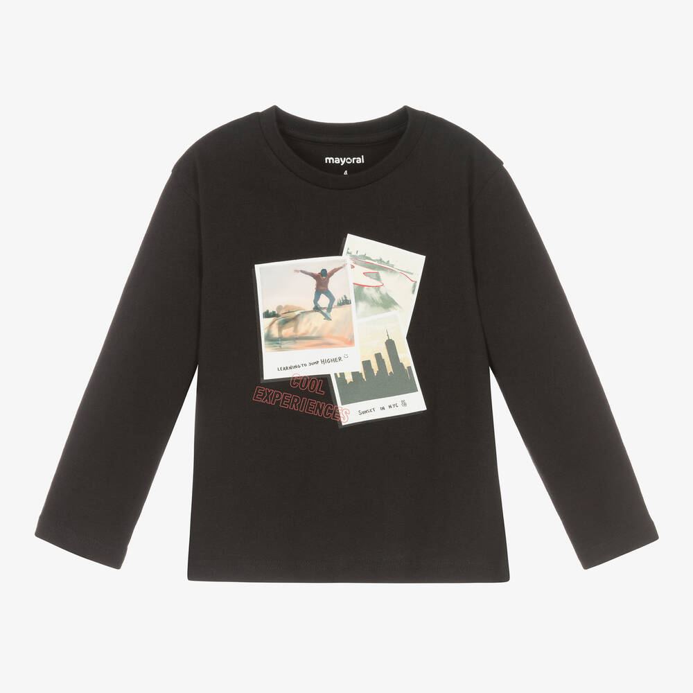 Mayoral - Boys Black Cotton Top | Childrensalon