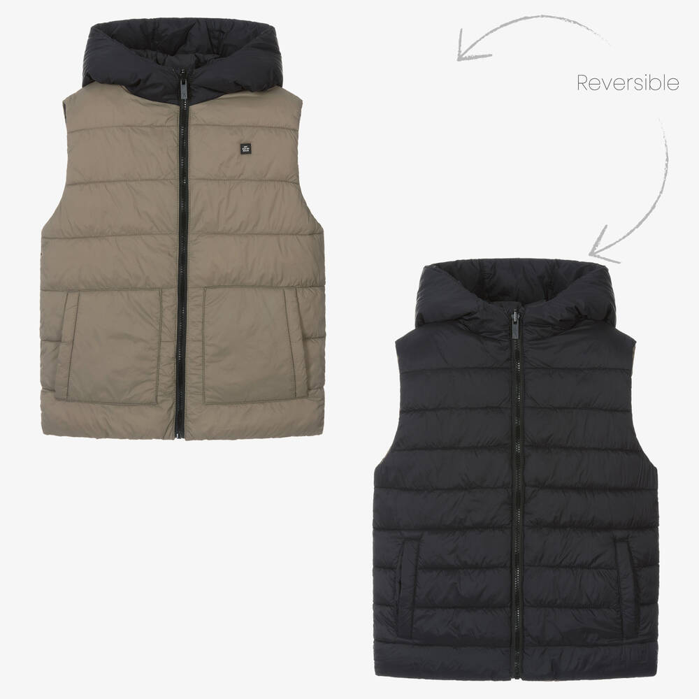 Mayoral Nukutavake - Boys Black & Green Reversible Gilet | Childrensalon