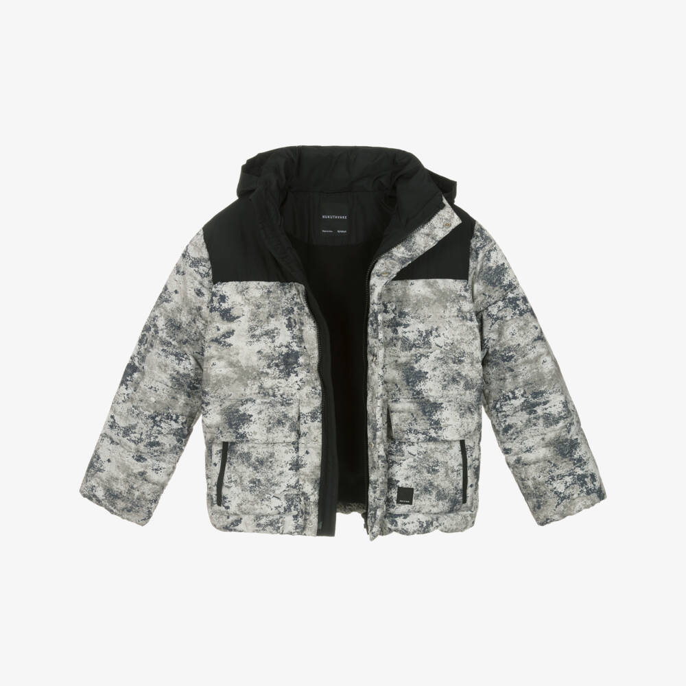 Mayoral Nukutavake-Boys Black & Grey Camoflage-Style Padded Jacket | Childrensalon Outlet