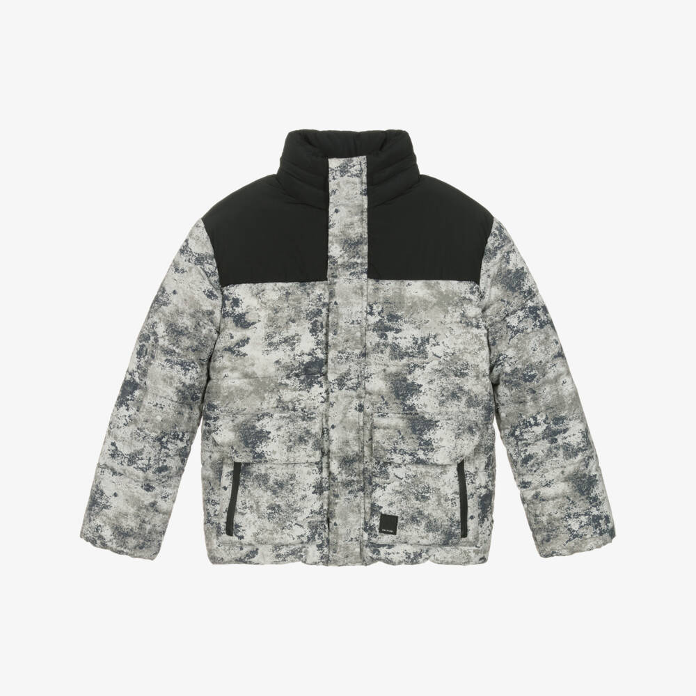 Mayoral Nukutavake-Boys Black & Grey Camoflage-Style Padded Jacket | Childrensalon Outlet