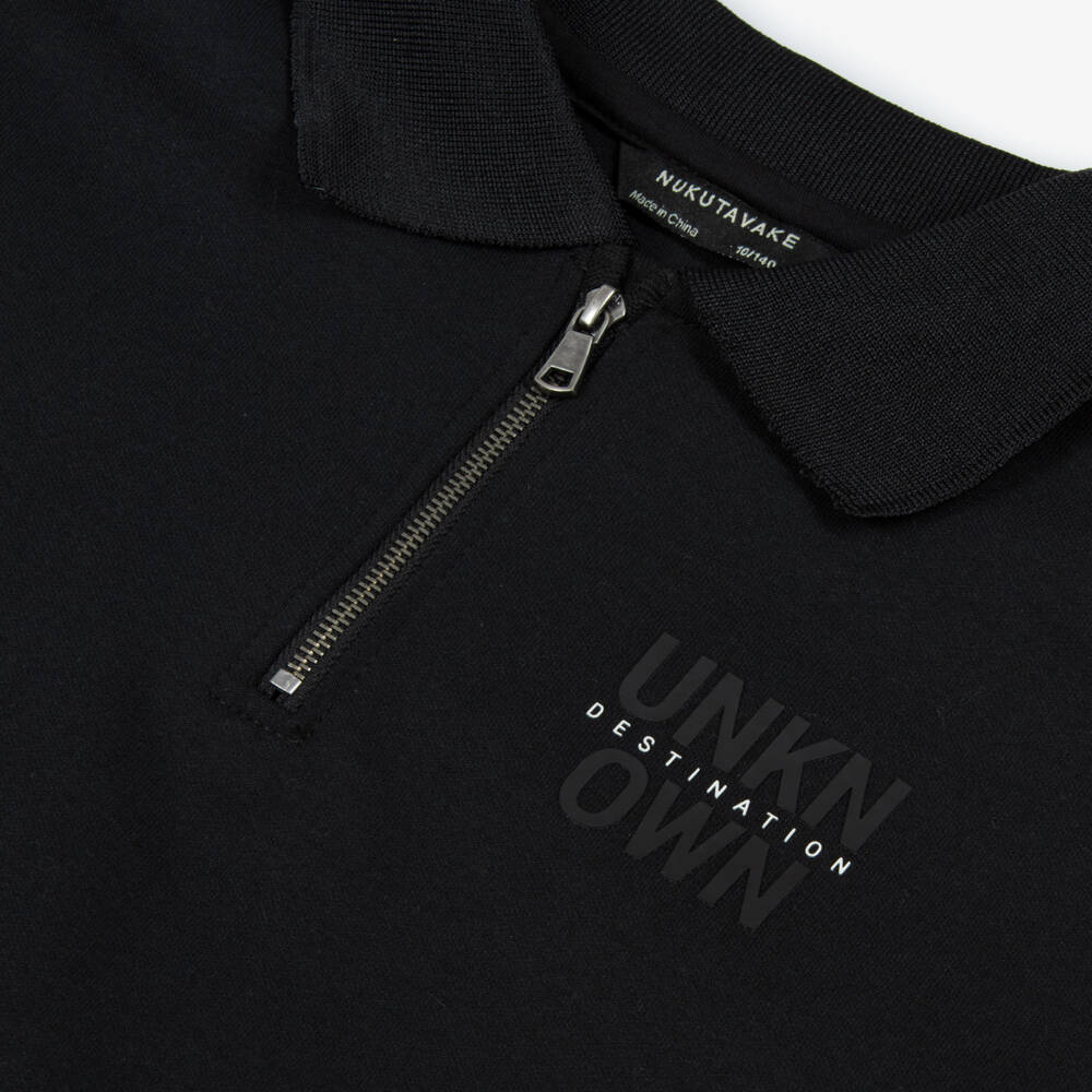 Mayoral Nukutavake-Boys Black Half-Zip Jersey Polo Shirt | Childrensalon Outlet